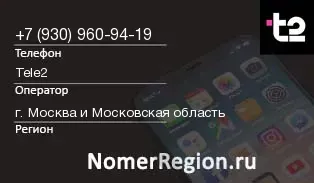 Кто звонил с 9309609419 - регион и оператор